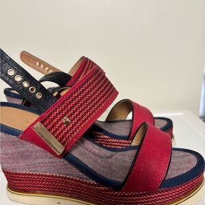 Stylish Red Wedge Sandals